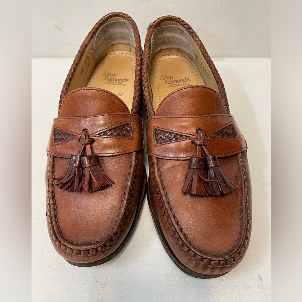 ALLEN EDMONDS Made in USA  Maxfield Tasseled Loafer in Brown Size 8 1/2 E